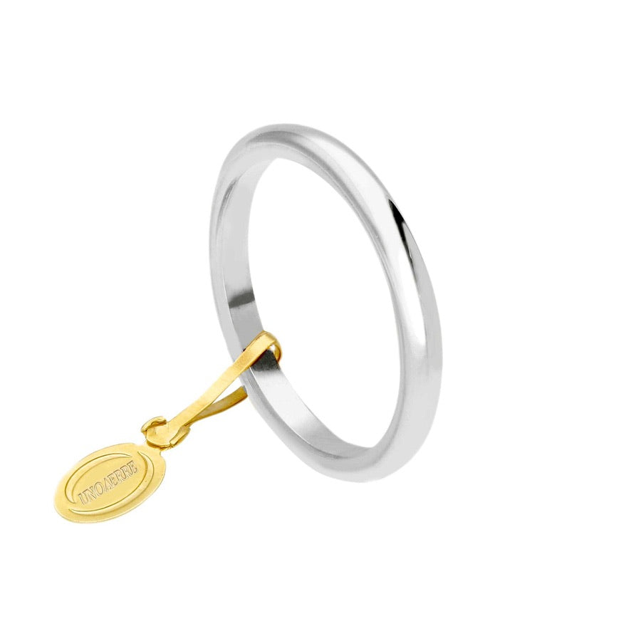 Anello Unoaerre fede nuziale sottile, spessore 2.3mm, peso 3 grammi, Francesina oro giallo o bianco 750 18k