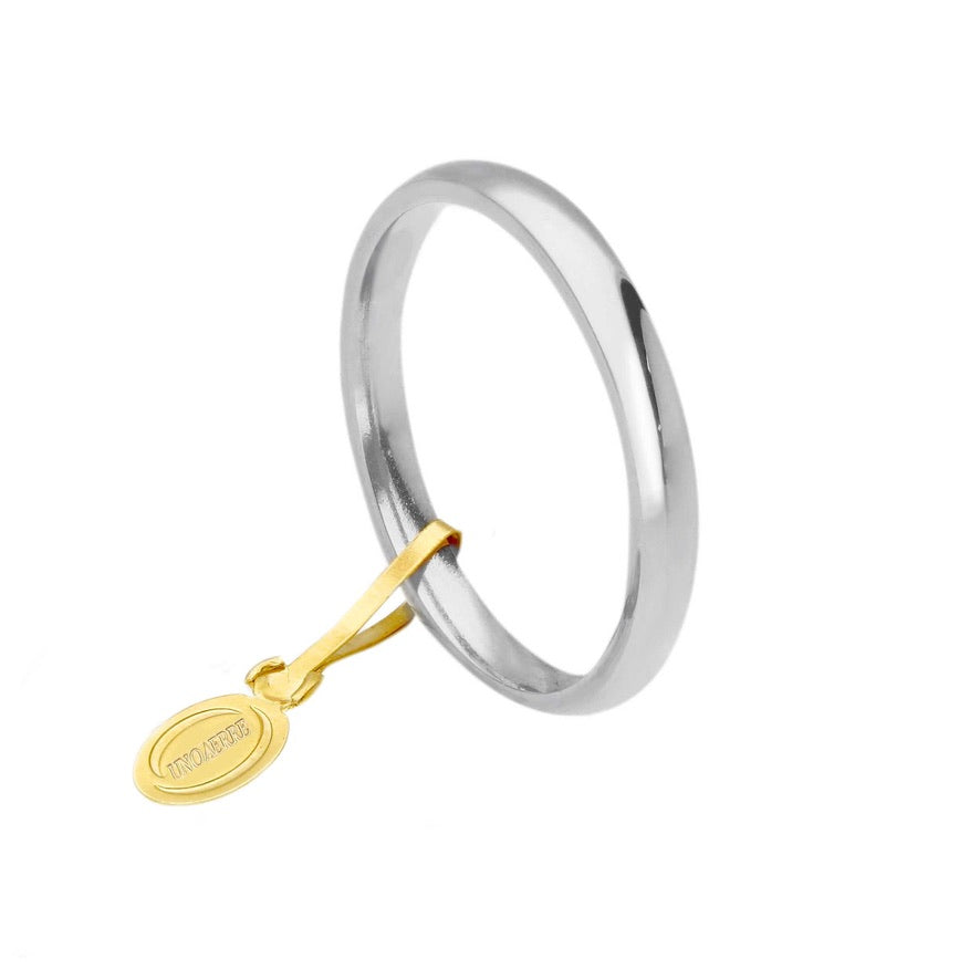 Anello Unoaerre fede nuziale, sottile spessore 2.4mm, peso 3.2 grammi, comoda oro giallo o bianco 750 18k