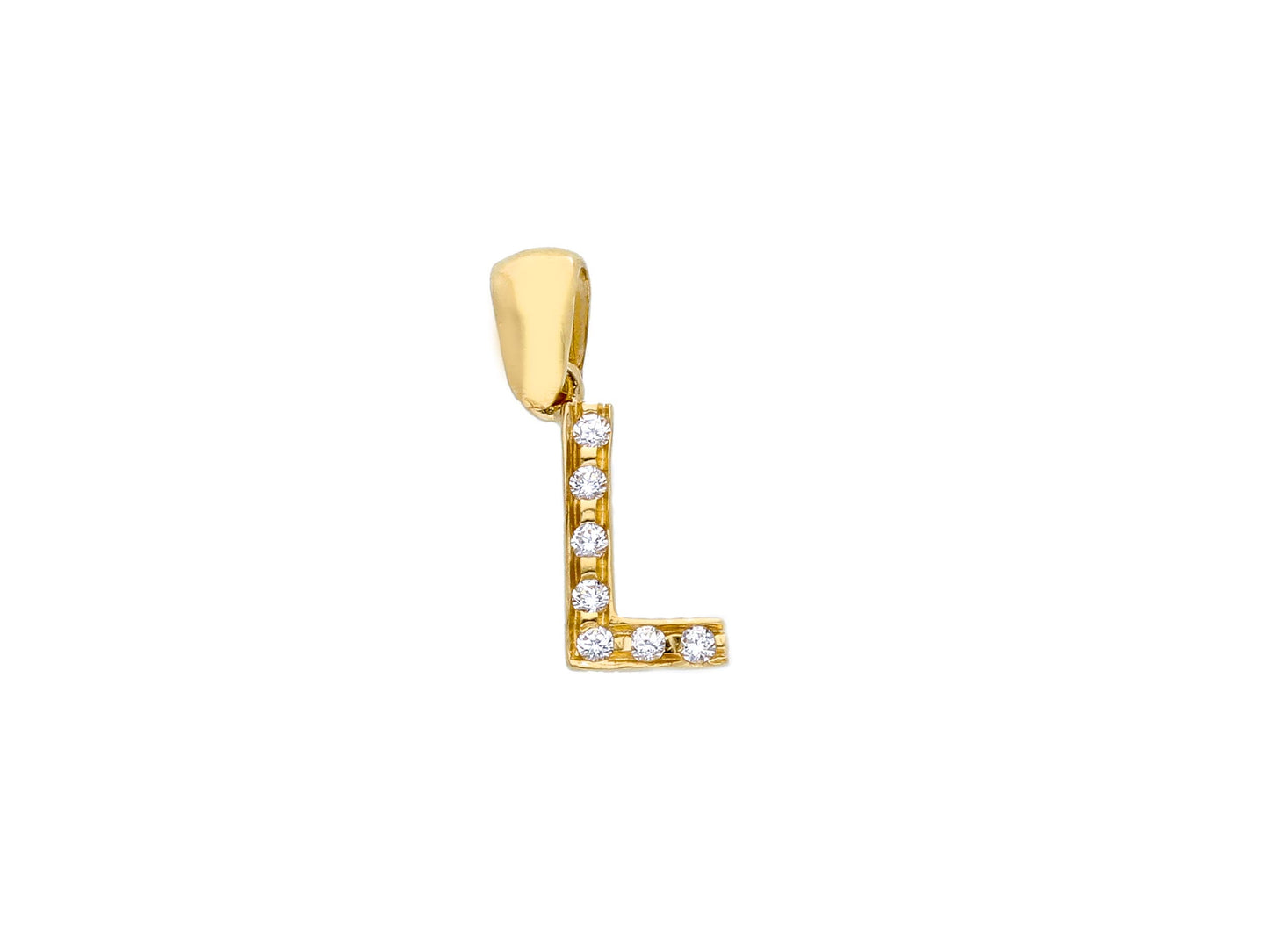 18K YELLOW GOLD PENDANT, INITIAL LETTER WITH CUBIC ZIRCONIA, LENGTH 1 CM