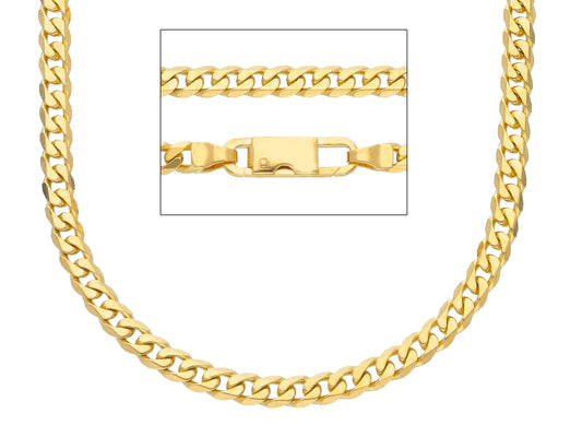 CATENA IN ORO GIALLO 18K, MAGLIA CUBANA, GOURMETTE, SPESSORE 4 MM, 50-60 CM