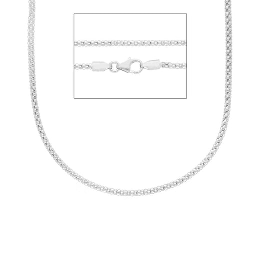 750 18K WHITE GOLD CHAIN ​​MINI POLISHED BASKET 40, 45 or 50 CM LONG 2 MM THICK