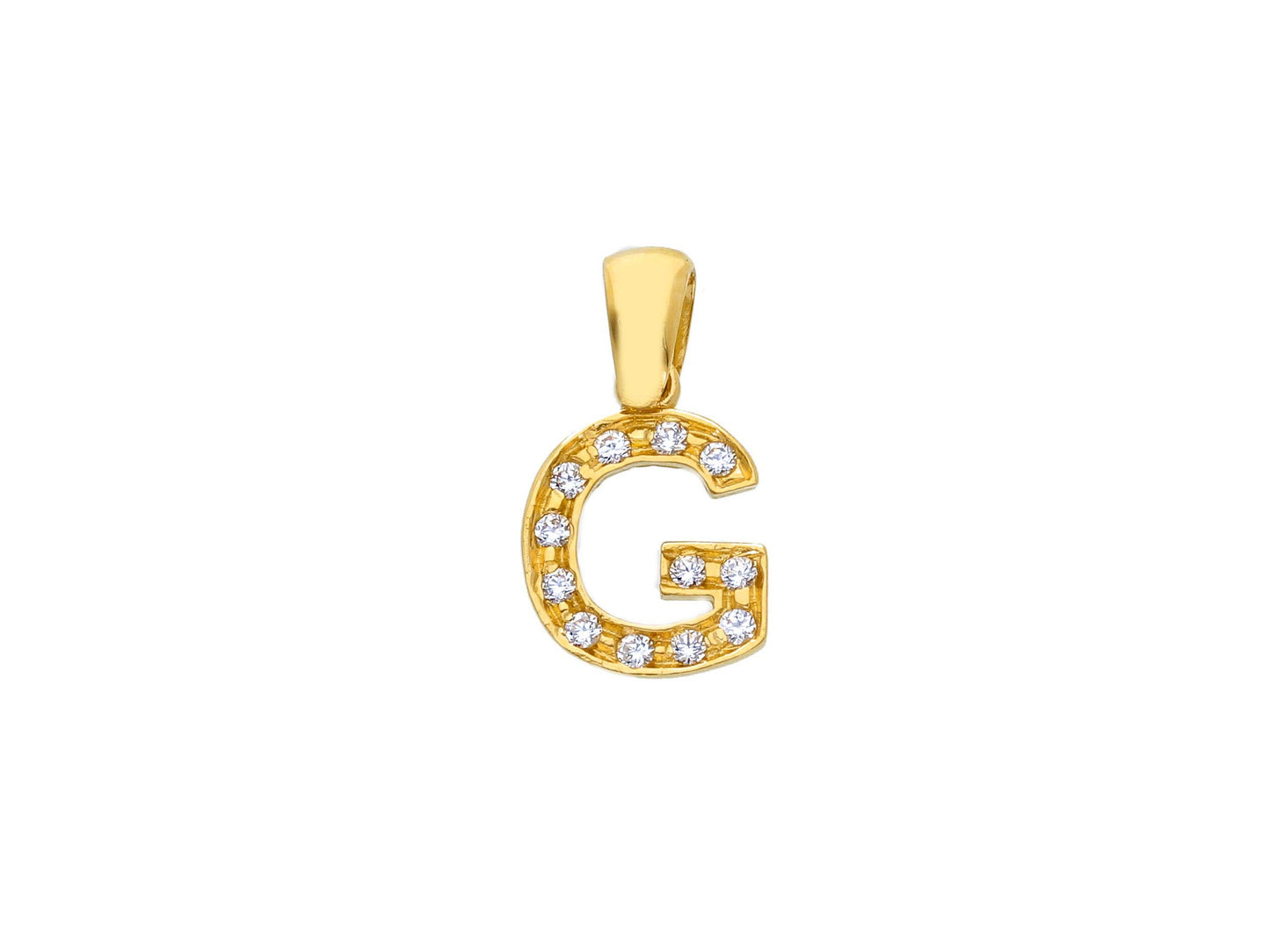 18K YELLOW GOLD PENDANT, INITIAL LETTER WITH CUBIC ZIRCONIA, LENGTH 1 CM