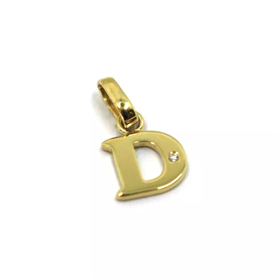 CIONDOLO ORO GIALLO 18K, PICCOLA LETTERA INIZIALE CON DIAMANTE, LUNGHEZZA 10 MM