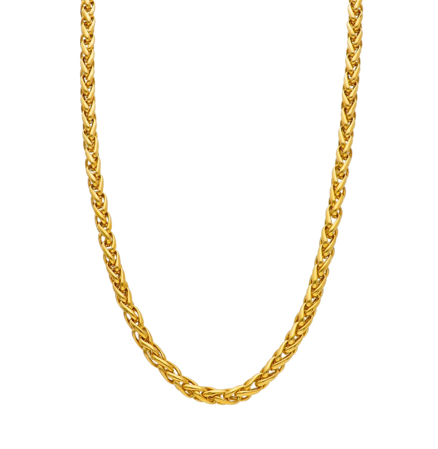 CATENA IN ORO GIALLO, 18K, MAGLIA SPIGA, SPESSORE 5 MM, VISTOSA, LUNGHEZZA 45 CM