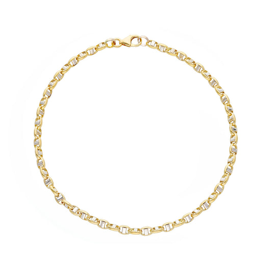 BRACELET YELLOW OR WHITE GOLD 750 - 18K, 19 CM, 3 MM, MARINARA TRAVERSINO, ITALY