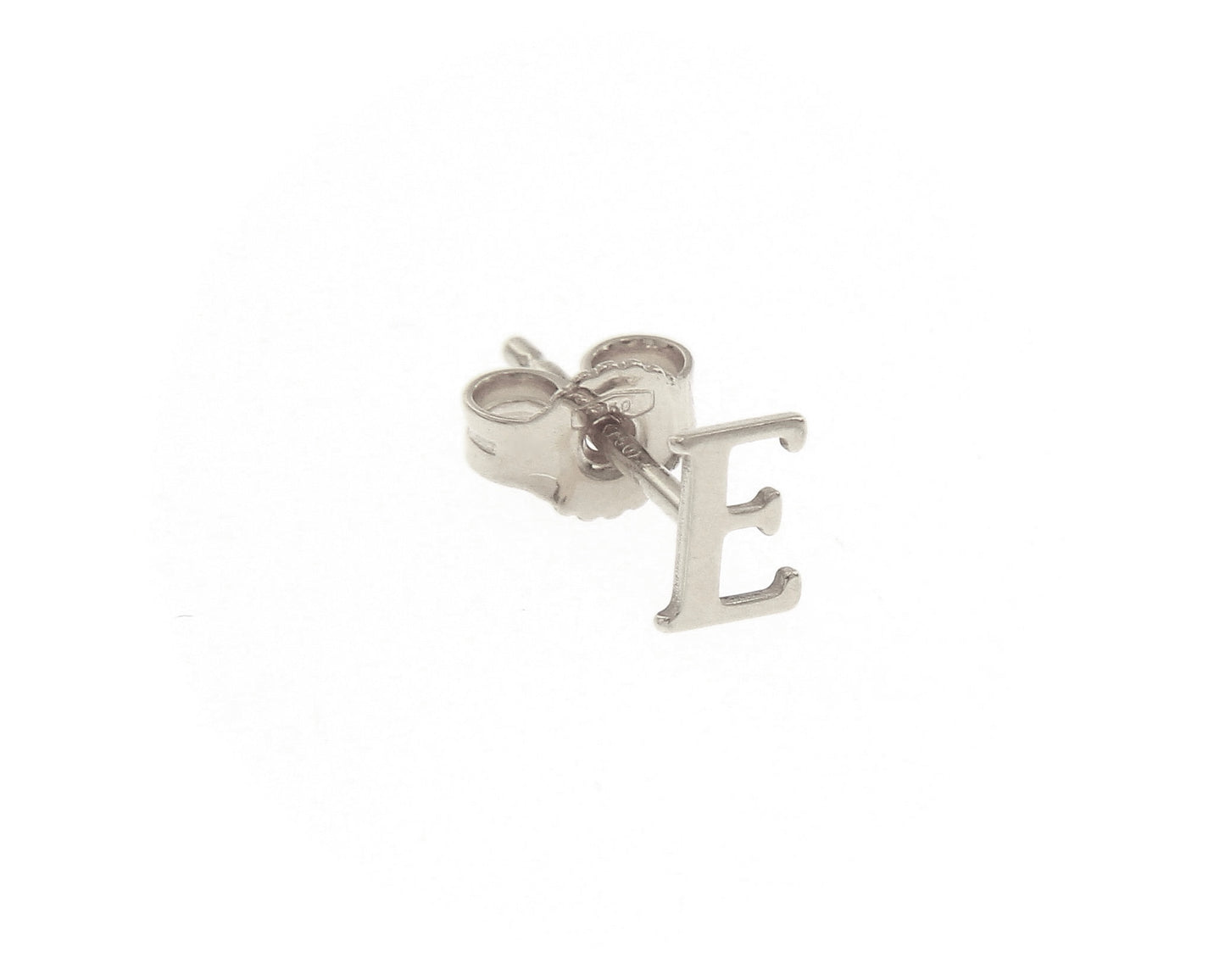 SINGLE EARRING IN 750 18K WHITE GOLD, FLAT INITIAL LETTER, LENGTH 6 MM