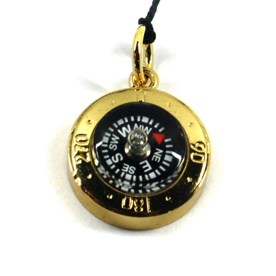 Arcadia Kompassanhänger mit 18 mm Durchmesser aus gelbvergoldetem 925er Silber, hergestellt in Italien