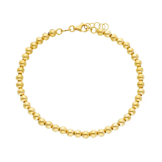 18K YELLOW OR WHITE OR ROSE GOLD BRACELET, WITH 4 MM SMOOTH SPHERES, 18 CM 