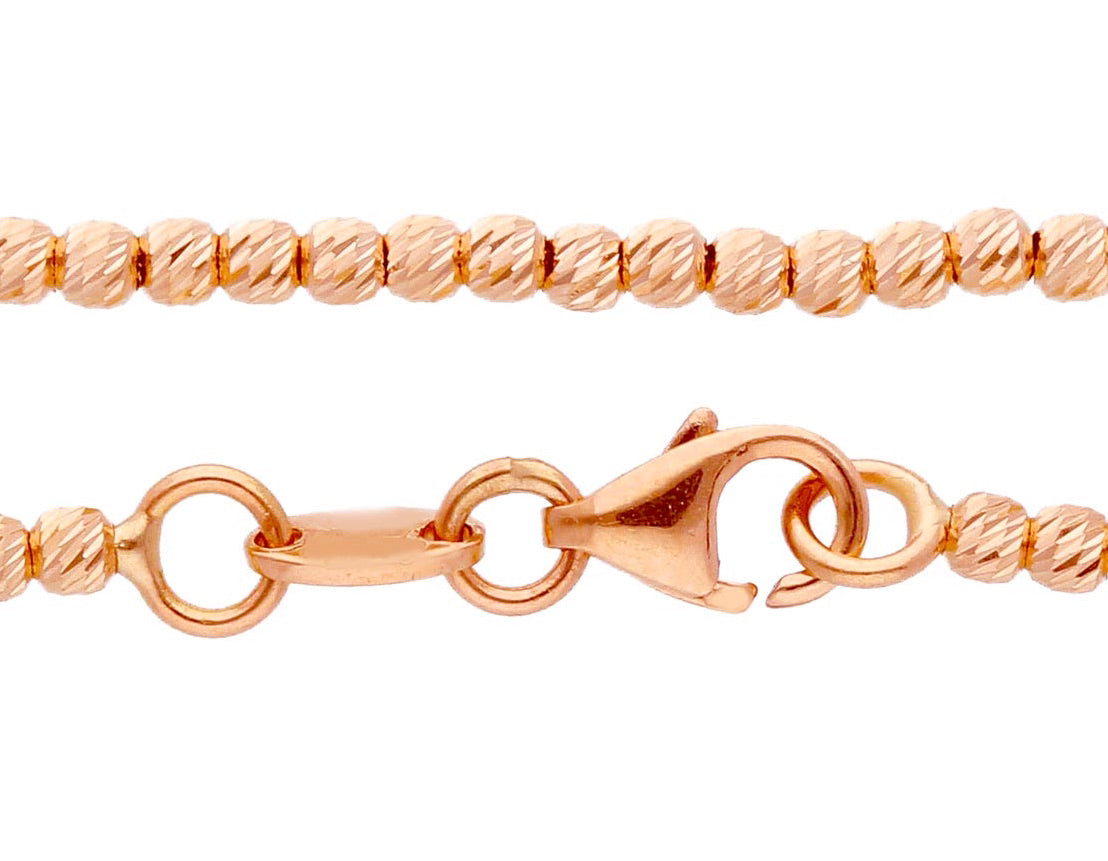 18K ROSE GOLD CHAIN, WORKED BALLS AND SPHERES, 2 MM THICKNESS, 40-45-50 CM