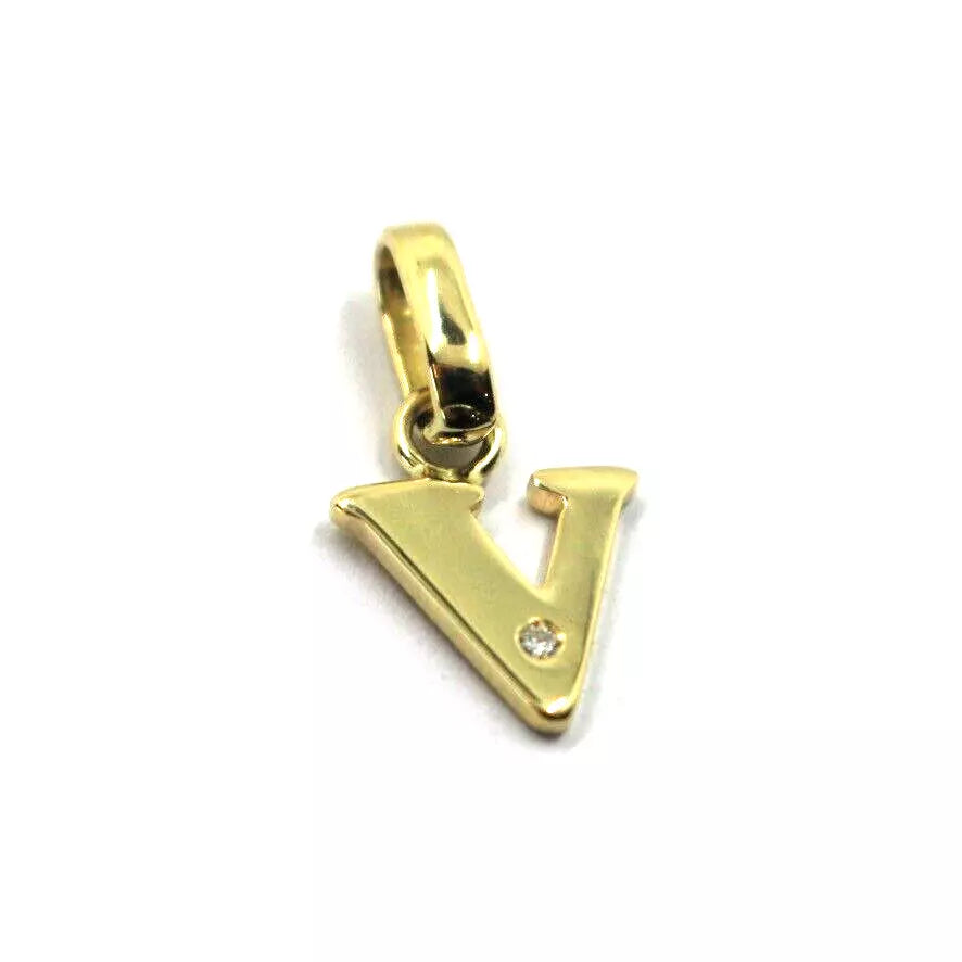 CIONDOLO ORO GIALLO 18K, PICCOLA LETTERA INIZIALE CON DIAMANTE, LUNGHEZZA 10 MM