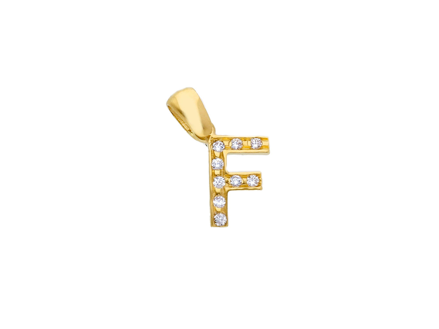 18K YELLOW GOLD PENDANT, INITIAL LETTER WITH CUBIC ZIRCONIA, LENGTH 1 CM