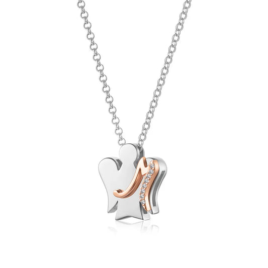Collana Roberto Giannotti, alfabeto degli angeli in argento 925 con zirconi, lettera iniziale M, gia500m