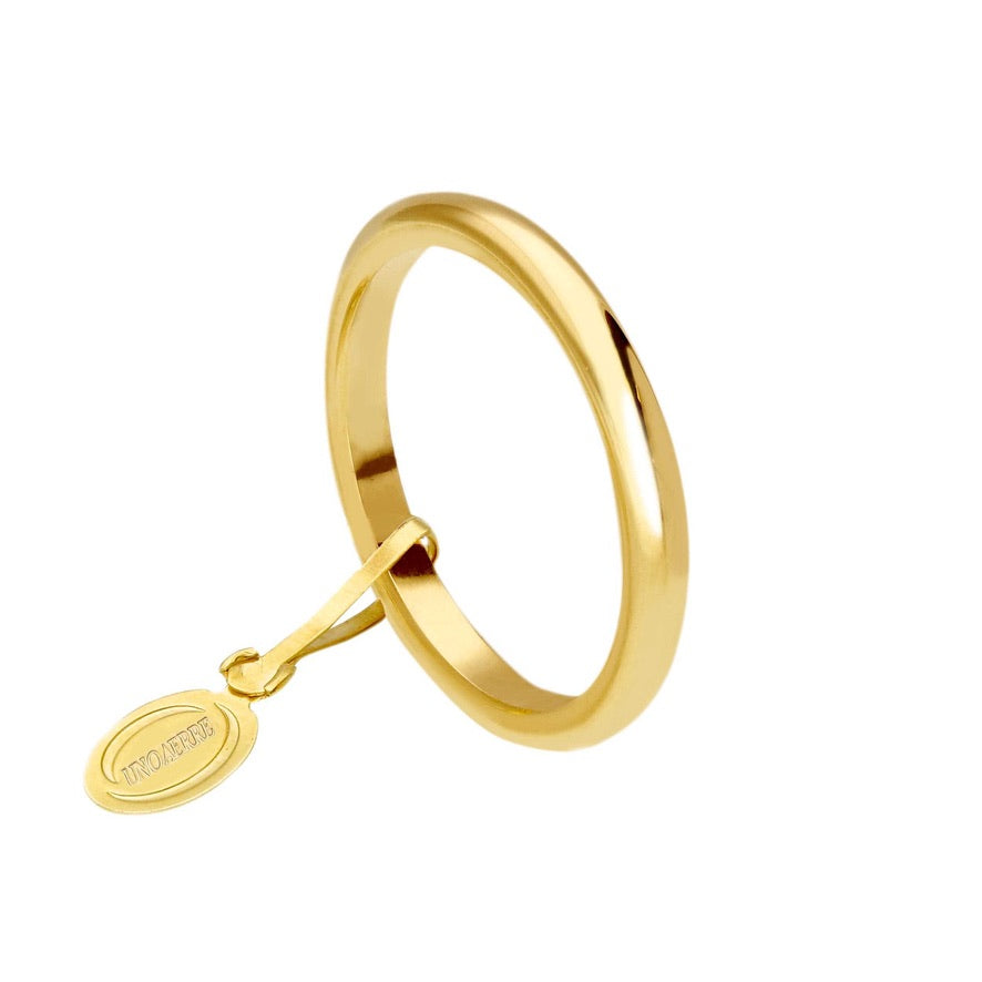 Anello Unoaerre fede nuziale sottile, spessore 2.3mm, peso 3 grammi, Francesina oro giallo o bianco 750 18k