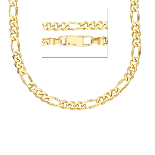 CATENA IN ORO GIALLO 18K, FIGARO, GOURMETTE, 3+1, SPESSORE 4.2mm, 50-60 CM